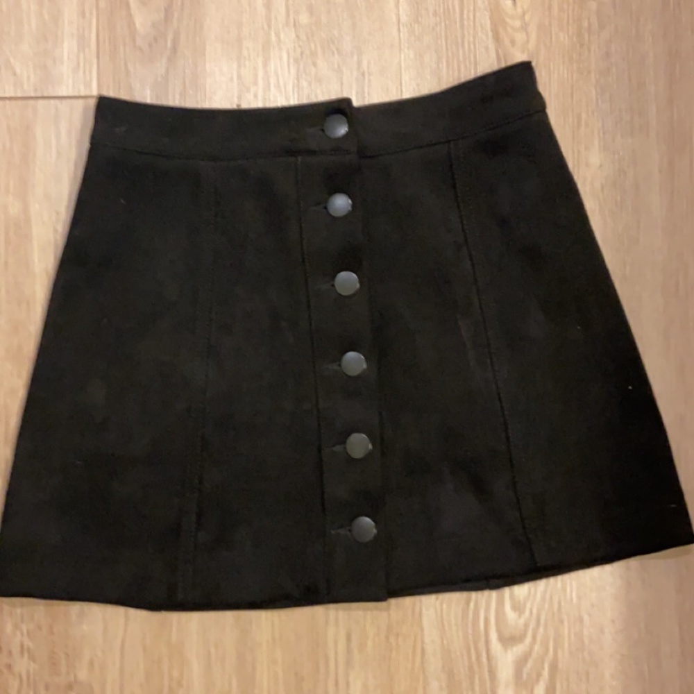 small, Black swede button up skirt